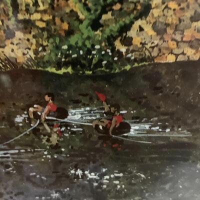 Larry S Anderson Art â€œTubing Down the Brandywineâ€ ðŸ›¶ 15.5â€ wide x 17.5â€ high approx