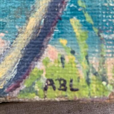 Antique Oil Painting on Canvas Tropical Beach ðŸ Cove 14â€ wide x 11.5â€ high approx
