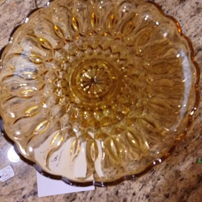 Amber Glass Footed Cake Plate