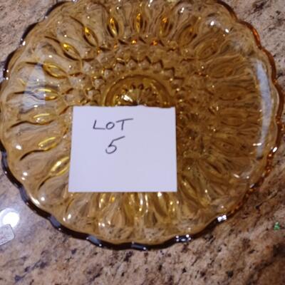 Amber Glass Footed Cake Plate