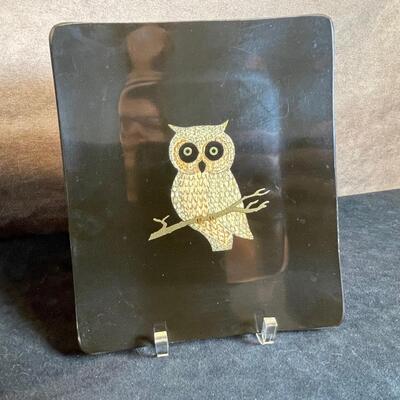 Lot 44  Two Couroc Trays w/ Owls