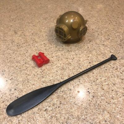 Vintage G.I, Joe Era Scuba Helmet, Oar and Binoculars - Three Items.
