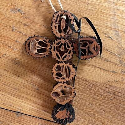 Mini Handmade Cross Made out of Pecans