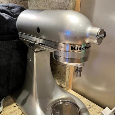 Artisan Kitchen Aid Mixer with cover and attachments