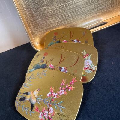Lot 53. Gold Tray and Asian items