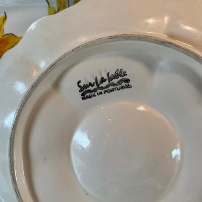 Sunflower floral Plates, cups, Mexican hand painted Casserole dish