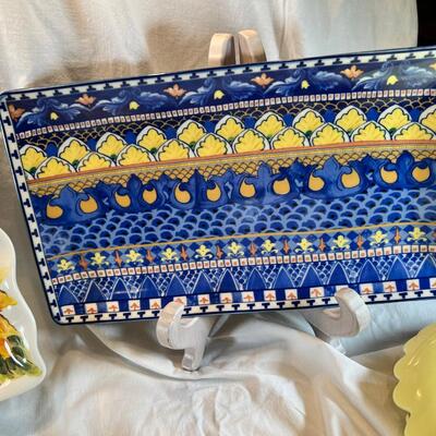 Sunflower floral Plates, cups, Mexican hand painted Casserole dish