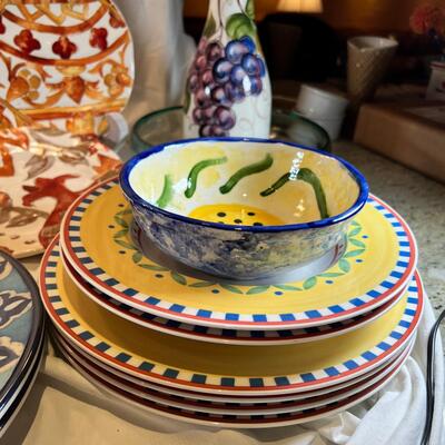 Moroccan theme tableware, dramatic grey slag glass floral display