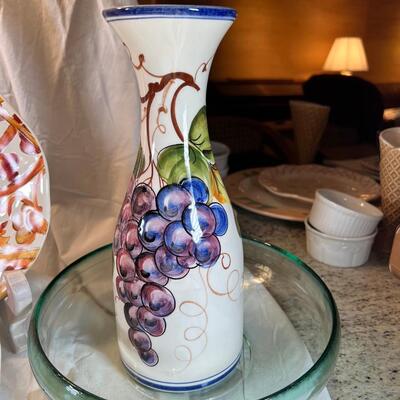 Moroccan theme tableware, dramatic grey slag glass floral display