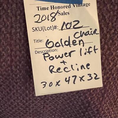 Golden Power lift recliner chair with instructions and paperwork