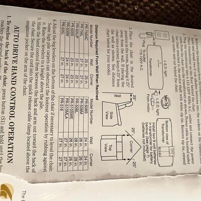 Golden Power lift recliner chair with instructions and paperwork
