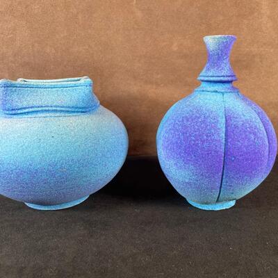Lot 72. Pair of Brilliant Blue Vases