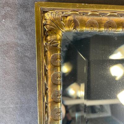 Lot Antique Mirror and Needlepoint Footstool