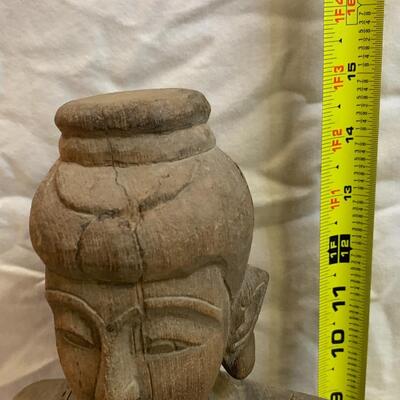 Vintage Hard Wood Hand Carved Buddha Statue Buddhist Folk Art