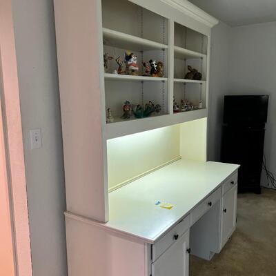 1980s Bookcase desk with underlighting and power strip