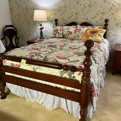 1960s Cherry 4 poster Queen bed with KLUFT Isabella Hand Tuffed Mattress
