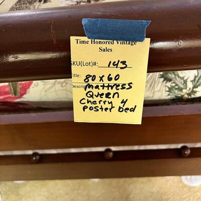 1960s Cherry 4 poster Queen bed with KLUFT Isabella Hand Tuffed Mattress