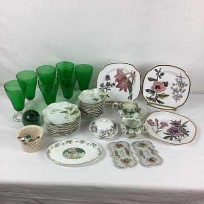 5093 Assorted Floral Porcelain Dishes & Glassware