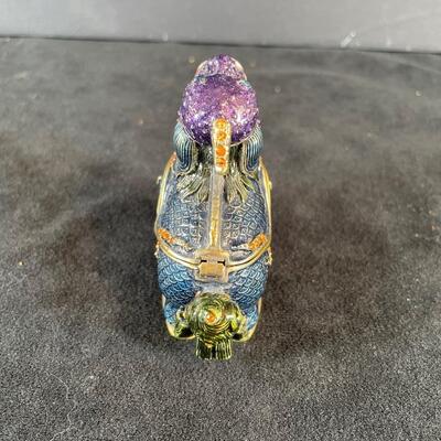 Lot 94. Ceramic Foo Dog, Cloisonne Egg & Trinket bOx