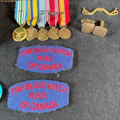 Lot 96. Military Medals, etc. & Leather Jewelry Box