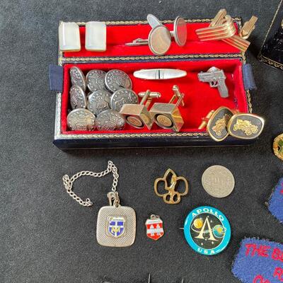 Lot 96. Military Medals, etc. & Leather Jewelry Box