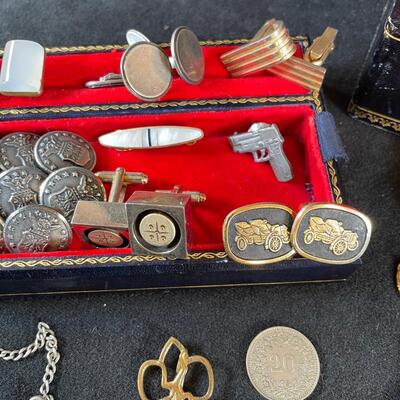 Lot 96. Military Medals, etc. & Leather Jewelry Box