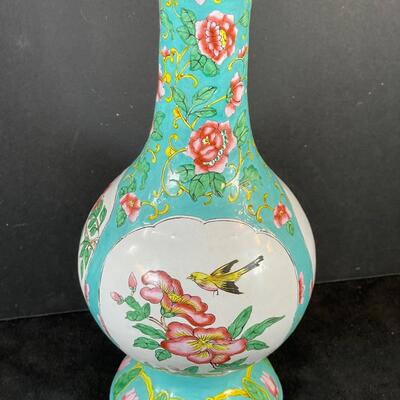Lot 109. Vintage Enameled Metal Vase and Porcelain Egg