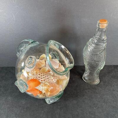 Lot 113. Fish Bottle and Jar with Shells
