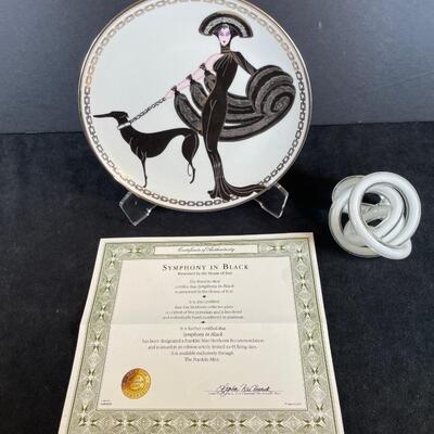 Lot 115. Erte Plate & Glass Sculpture