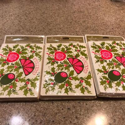 Vintage Hallmark Cards Invitations "Cocktails" Mid Century Modern. Three Packs. NOS.