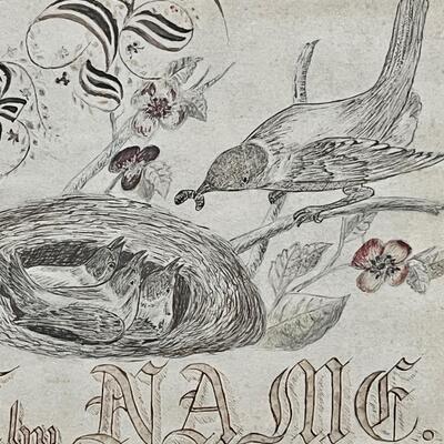 Fine 19th C Spencerian Lord's Prayer calligraphic drawing