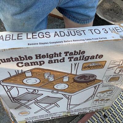 Adjustable Height Folding Camping Tailgate Table In Box