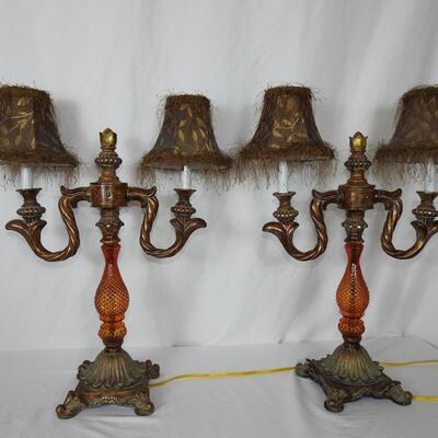 Double arm table lamps