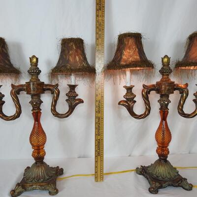 Double arm table lamps