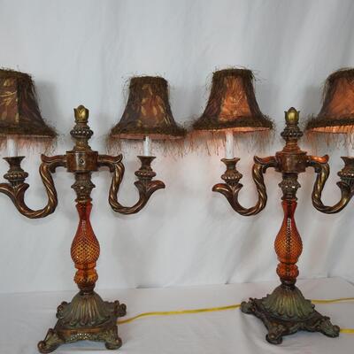 Double arm table lamps