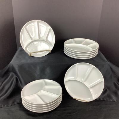5124 Set of 12 Vintage White Fondue Sushi Stoneware Plates