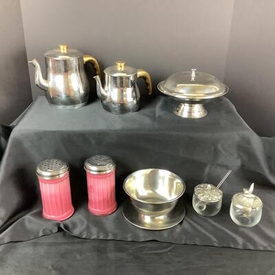 5129 Vintage Stainless Teapots and Serving Pieces
