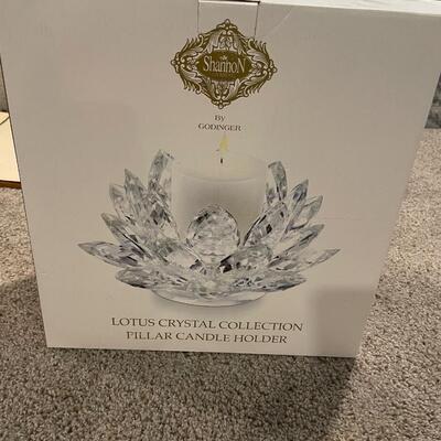 Lotus Crystal Pillar Candle Holder