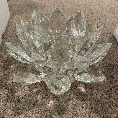 Lotus Crystal Pillar Candle Holder