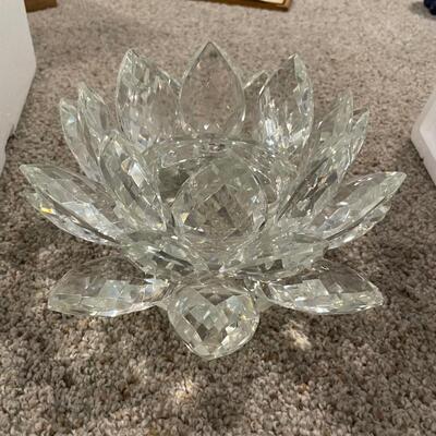 Lotus Crystal Pillar Candle Holder