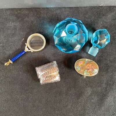 Lot 128  Perfume Bottle and Trinkets