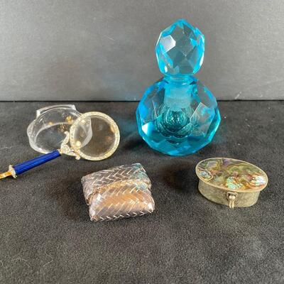 Lot 128  Perfume Bottle and Trinkets