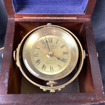 5135 John Poole Chronometer Clock & Brass Inclinometer