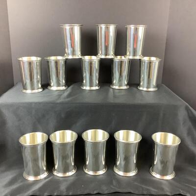 5138 Qty 13 Salisbury Pewter Mississippi Mint Julep Cup Set