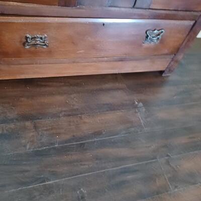 ANTIQUE ARMOIRE W BEVELED MIRRORS