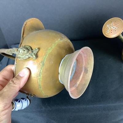 5142 Vintage Mini Copper Delft Handle Scuttle with Copper Watering Can