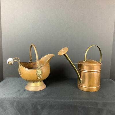 5142 Vintage Mini Copper Delft Handle Scuttle with Copper Watering Can