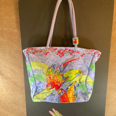 Lot 142. Lynn Chase Macaw and Beach Tote