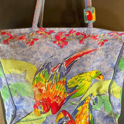 Lot 142. Lynn Chase Macaw and Beach Tote