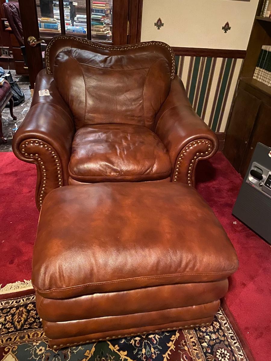 Faux Leather Chair and Ottoman